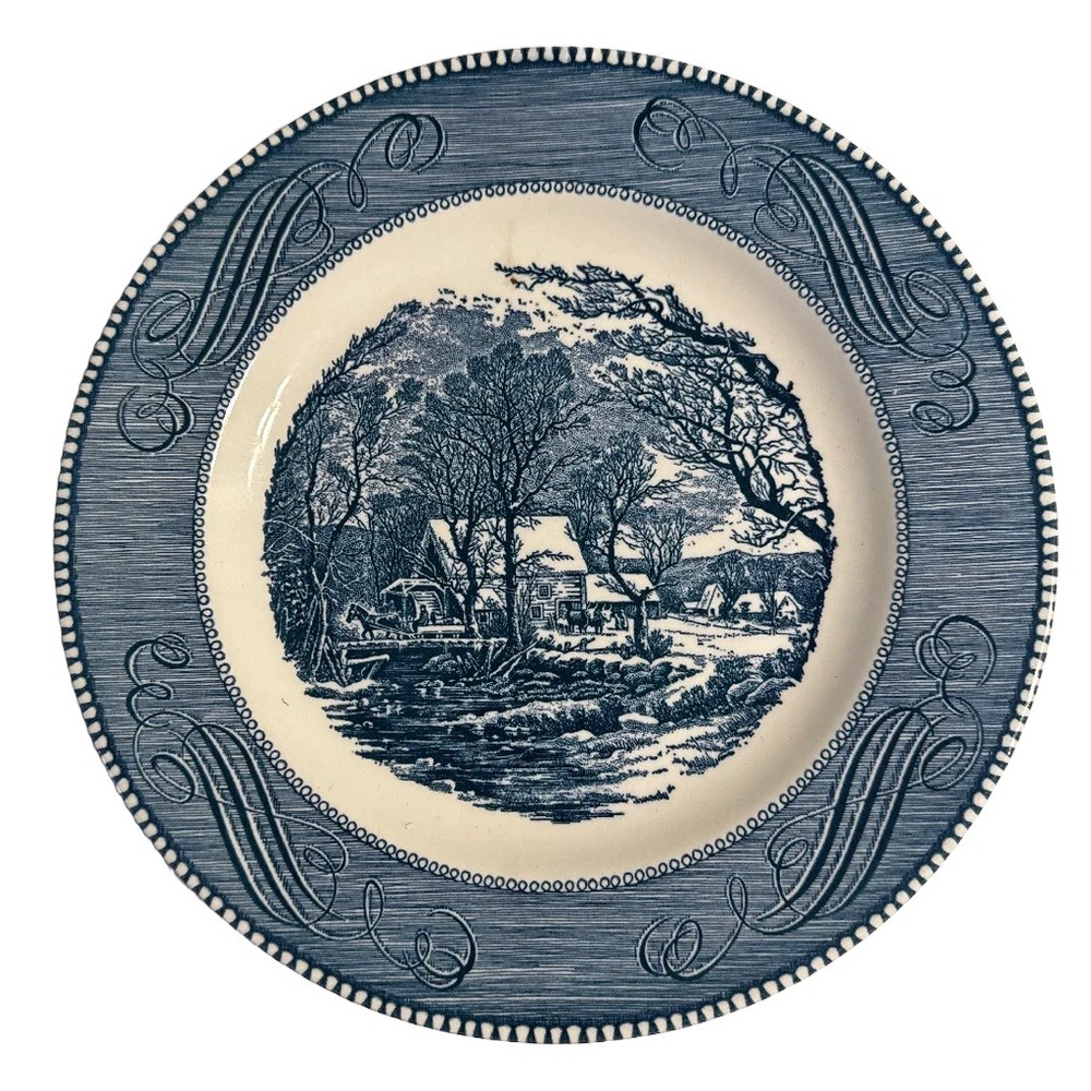 VTG Royal Currier & Ives 10" Plates The‎ Old Grist Mill Set of 5 Made in USA